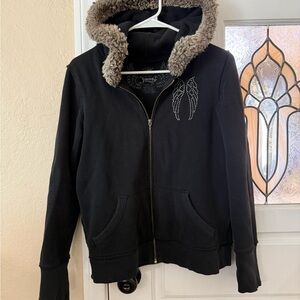 Jimmyz - Black Faux Fur Hooded Women's Jacket